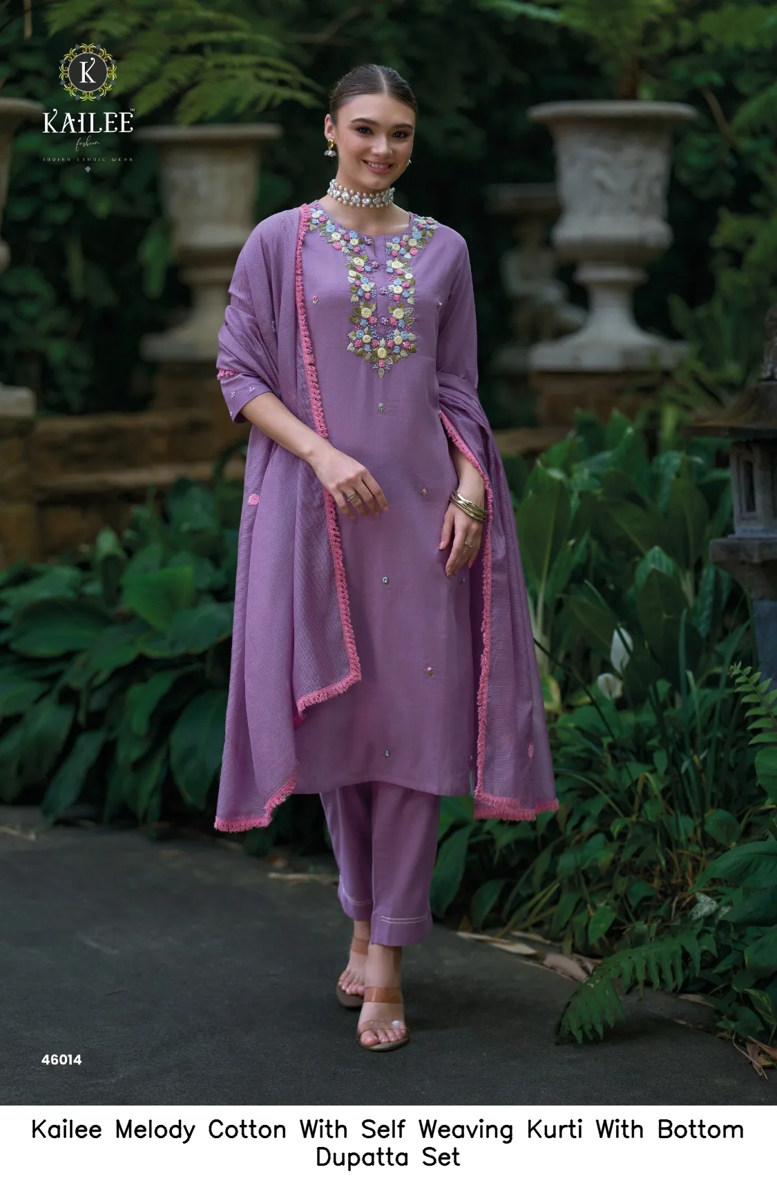 Kailee Melody Cotton With Self Weaving Kurti With Bottom Dupatta Set — Wholesale Salwar Suits, Kailee Fashion wholesale from Surat - Gallery Image 6