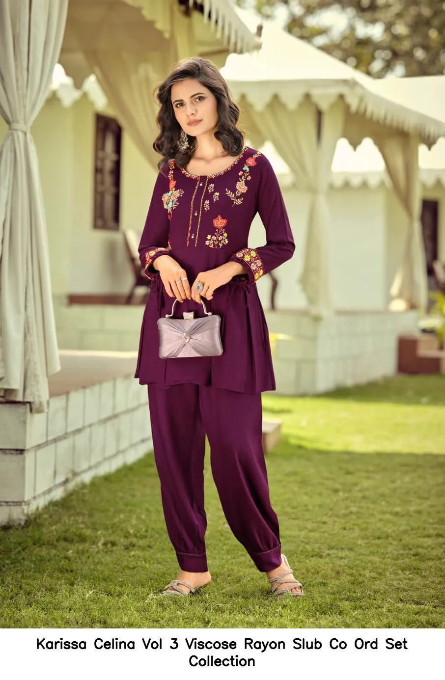 Karissa Celina Vol 3 Viscose Rayon Slub Co Ord Set Collection — Wholesale Cotton Kurti Pant Set, Karissa wholesale from Surat — view 4