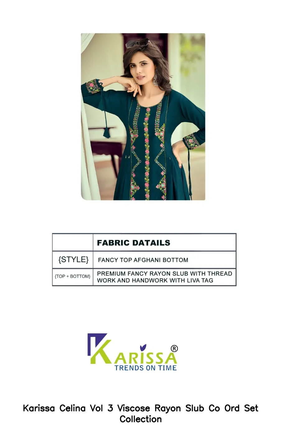 Karissa Celina Vol 3 Viscose Rayon Slub Co Ord Set Collection — Wholesale Cotton Kurti Pant Set, Karissa wholesale from Surat — view 8
