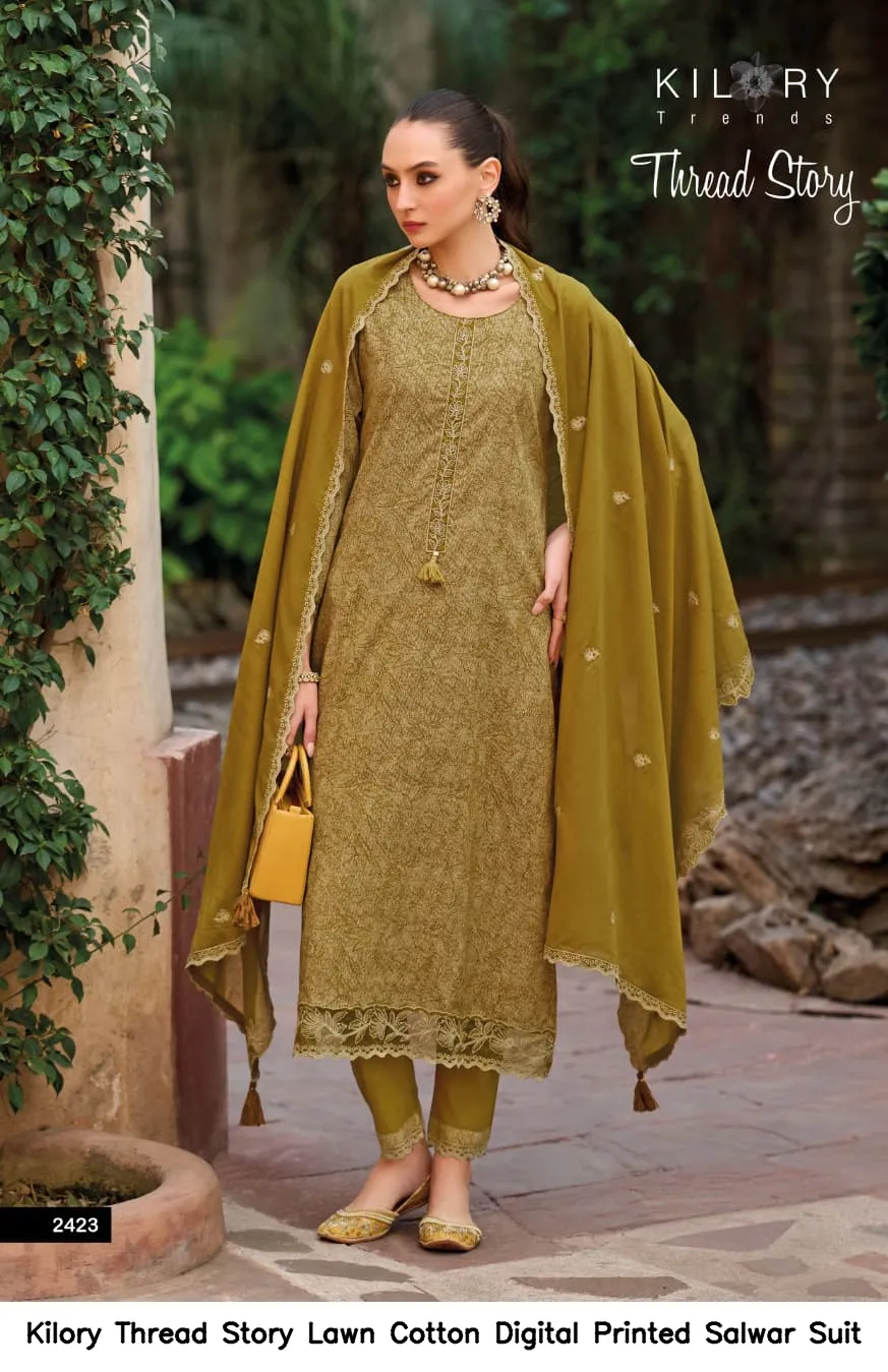 Kilory Thread Story Lawn Cotton Digital Printed Salwar Suit — Wholesale Salwar Suits, Kilory Trends wholesale from Surat - Gallery Image 4