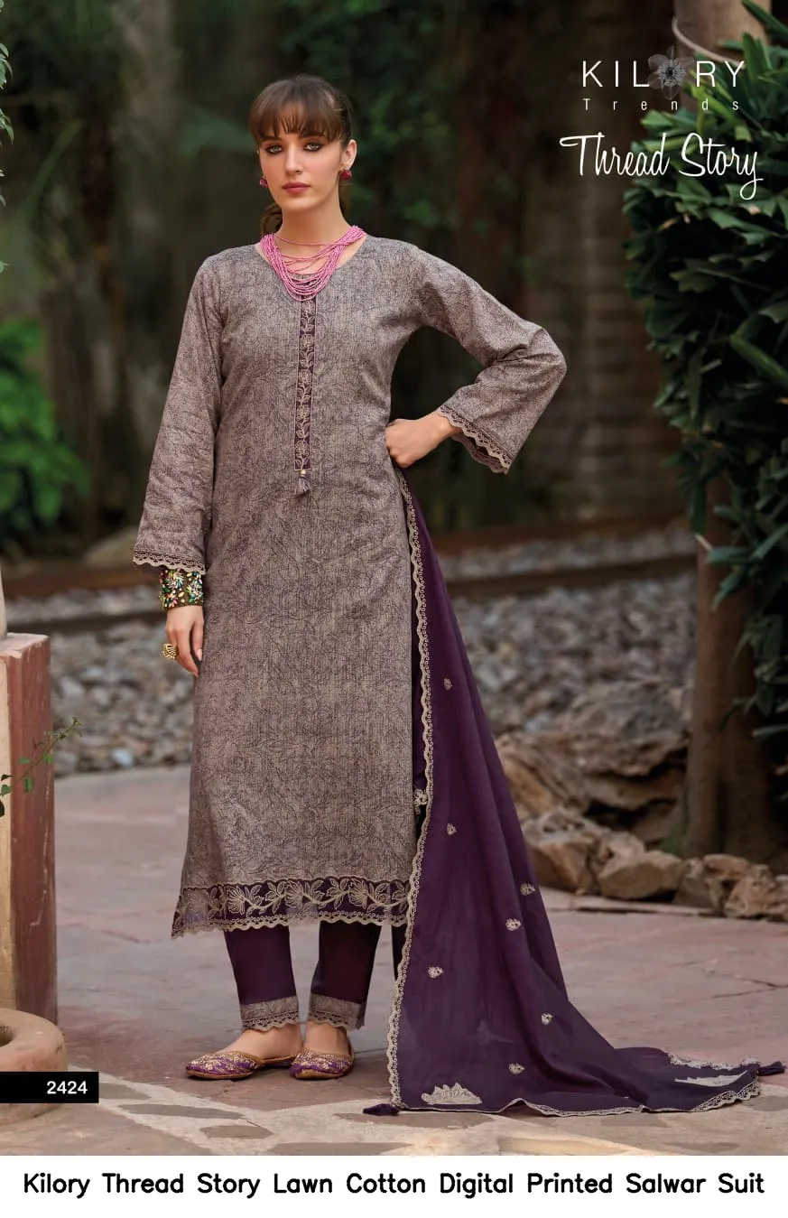 Kilory Thread Story Lawn Cotton Digital Printed Salwar Suit — Wholesale Salwar Suits, Kilory Trends wholesale from Surat - Gallery Image 5