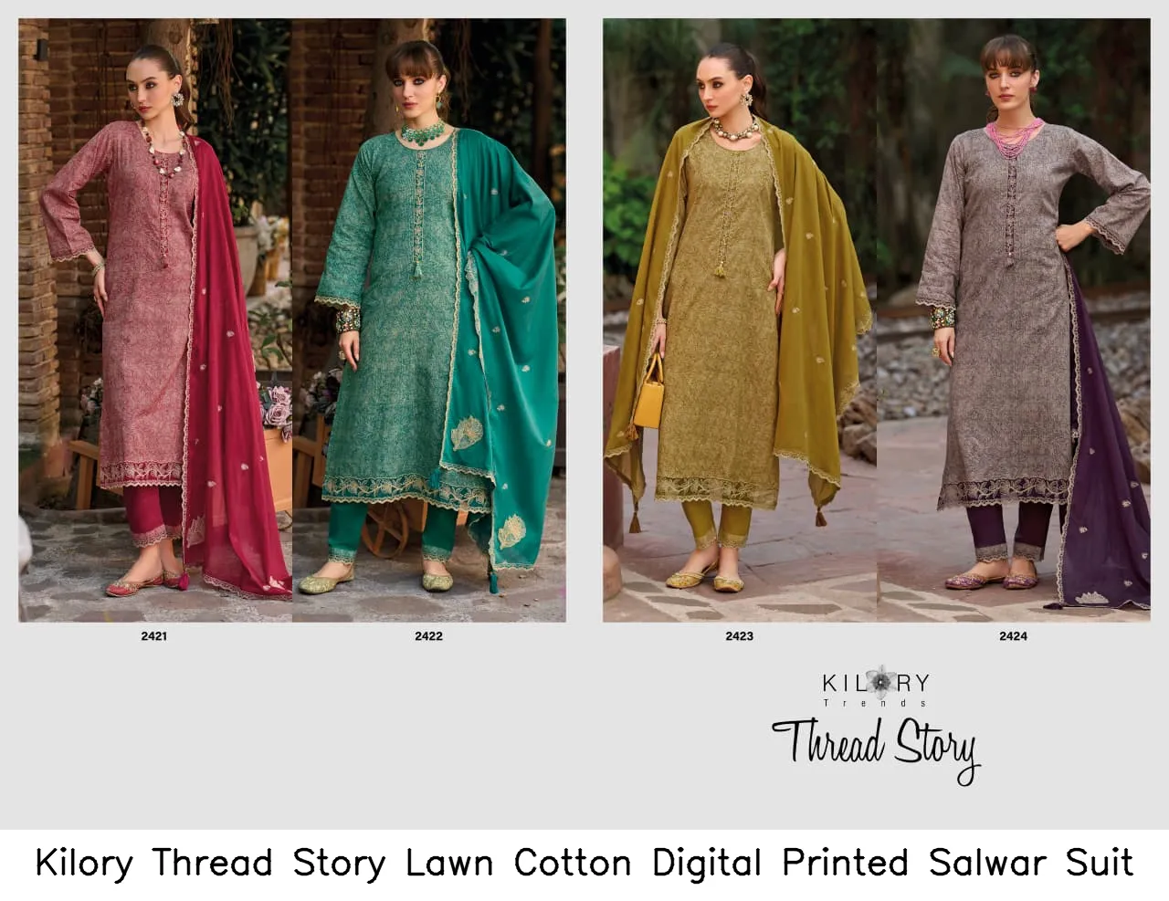 Kilory Thread Story Lawn Cotton Digital Printed Salwar Suit — Wholesale Salwar Suits, Kilory Trends wholesale from Surat - Gallery Image 6