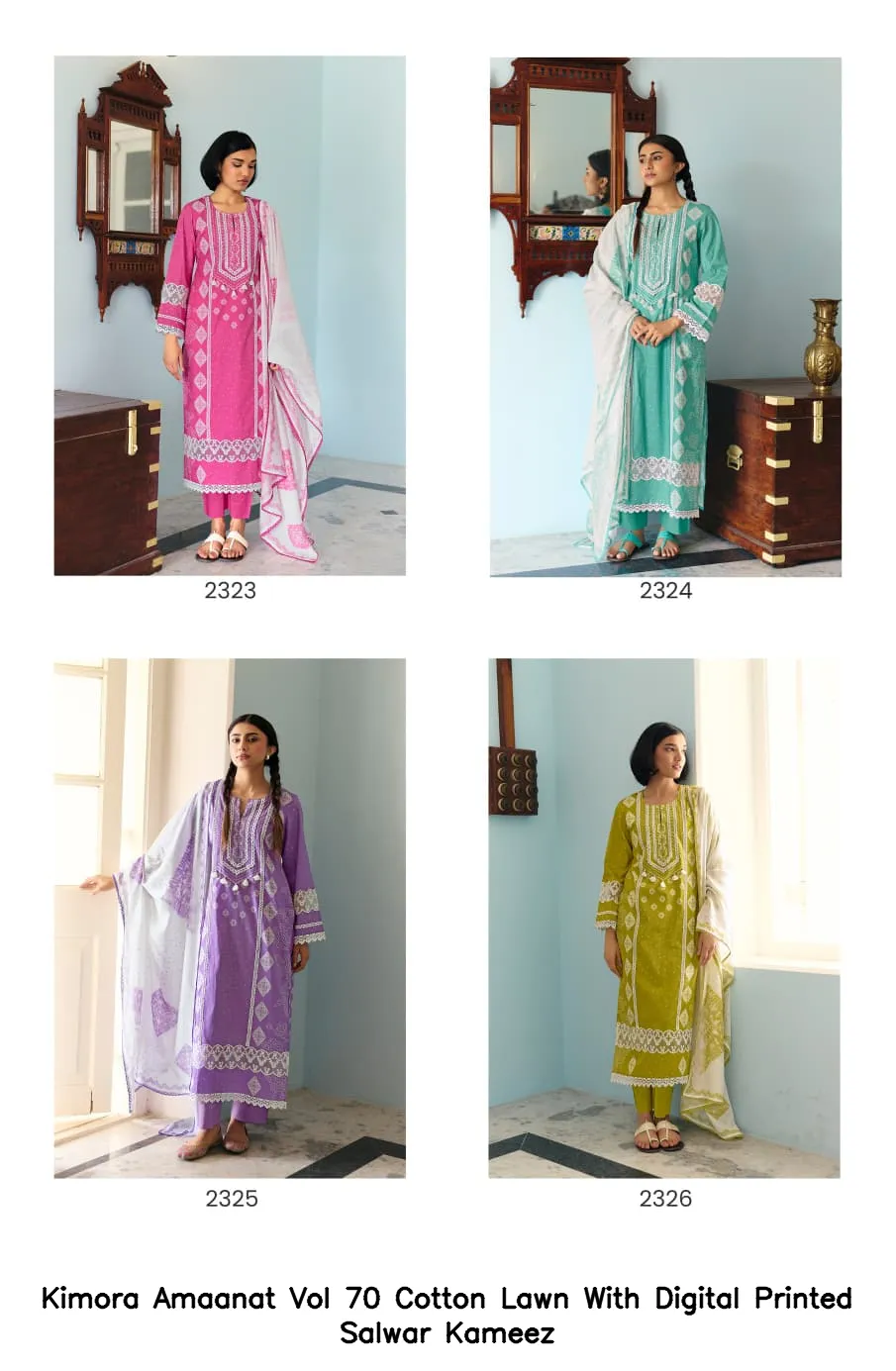Kimora Amaanat Vol 70 Cotton Lawn With Digital Printed Salwar Kameez — Wholesale Salwar Suits, Kimora wholesale from Surat — view 2