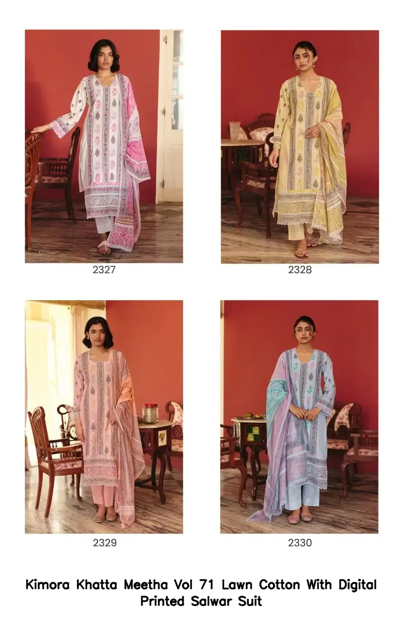 Kimora Khatta Meetha Vol 71 Lawn Cotton With Digital Printed Salwar Suit — Wholesale Salwar Suits, Kimora wholesale from Surat — view 2