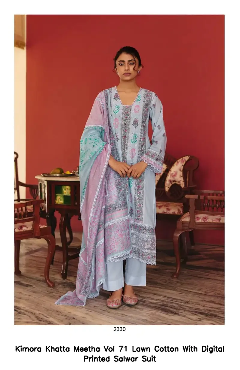 Kimora Khatta Meetha Vol 71 Lawn Cotton With Digital Printed Salwar Suit — Wholesale Salwar Suits, Kimora wholesale from Surat — view 4