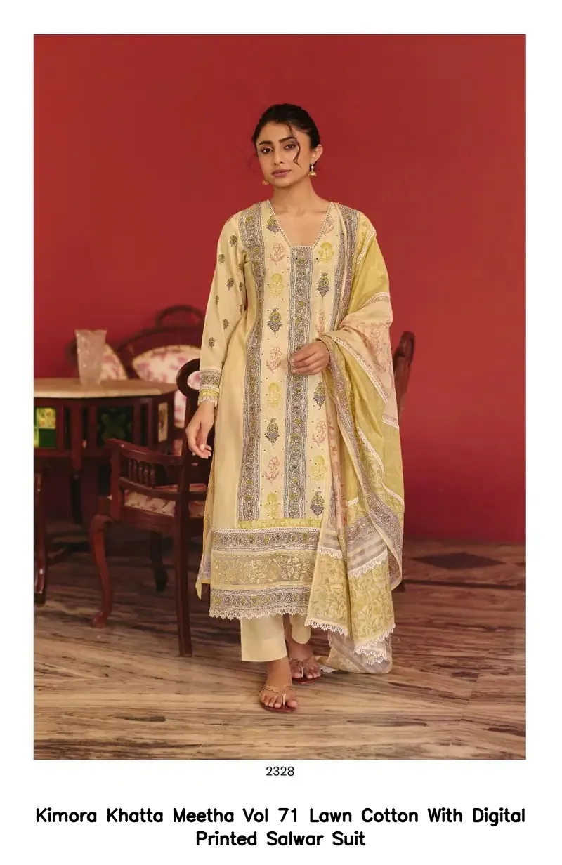 Kimora Khatta Meetha Vol 71 Lawn Cotton With Digital Printed Salwar Suit — Wholesale Salwar Suits, Kimora wholesale from Surat — view 5