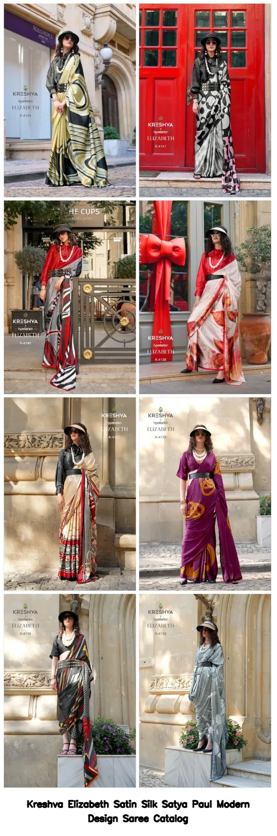 Kreshva Elizabeth Satin Silk Satya Paul Modern Design Saree Catalog — Wholesale Sarees, Kreshva wholesale from Surat — view 2