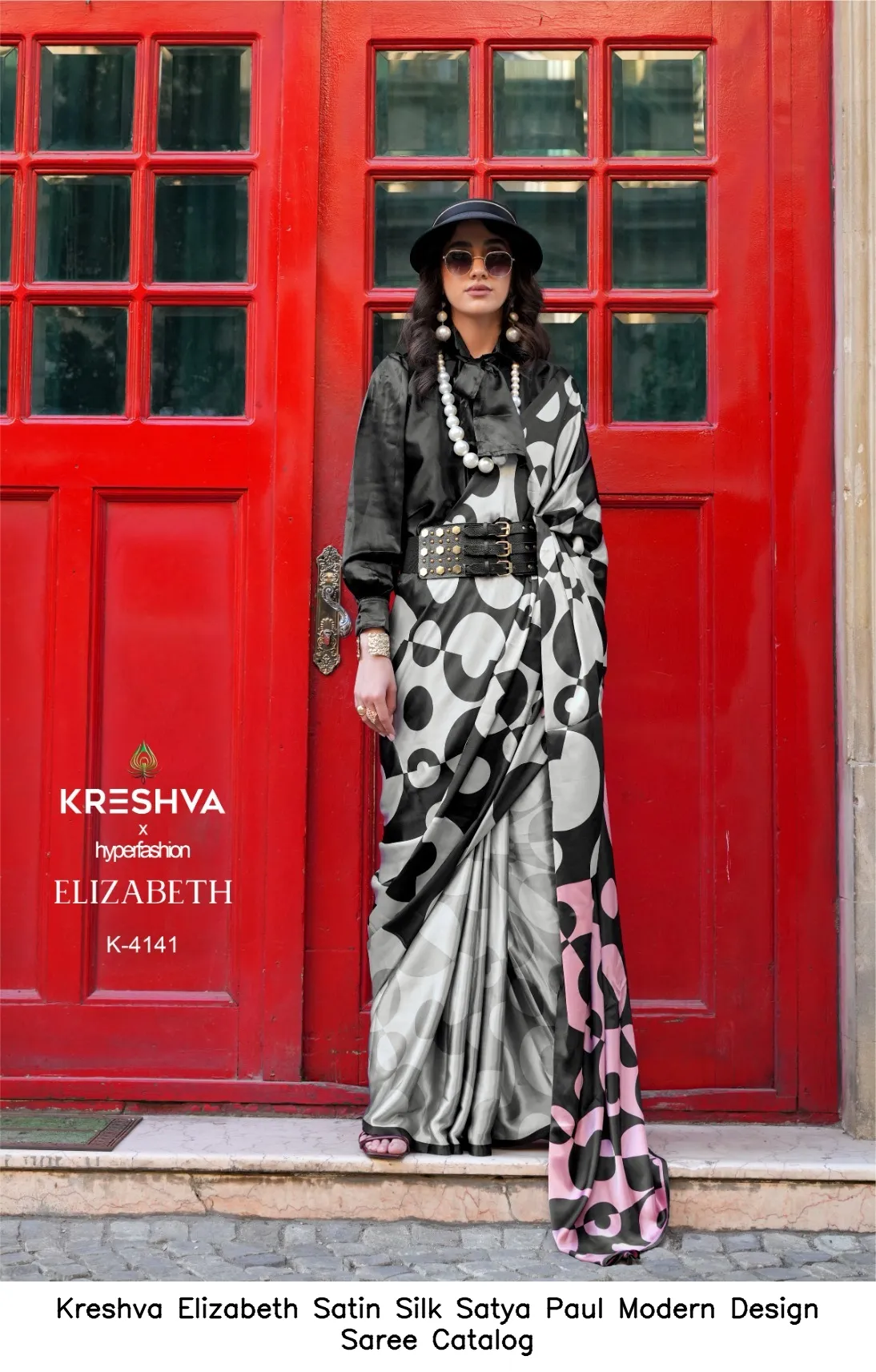 Kreshva Elizabeth Satin Silk Satya Paul Modern Design Saree Catalog — Wholesale Sarees, Kreshva wholesale from Surat — view 3