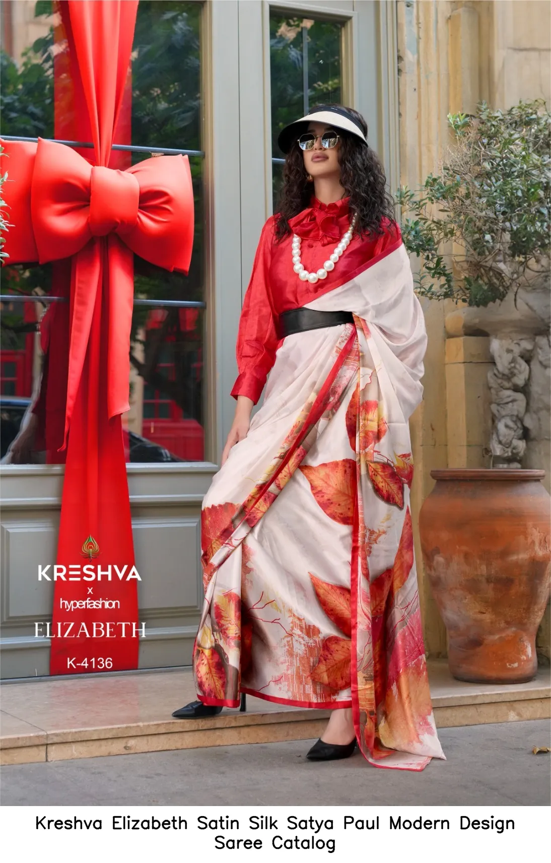 Kreshva Elizabeth Satin Silk Satya Paul Modern Design Saree Catalog — Wholesale Sarees, Kreshva wholesale from Surat — view 5