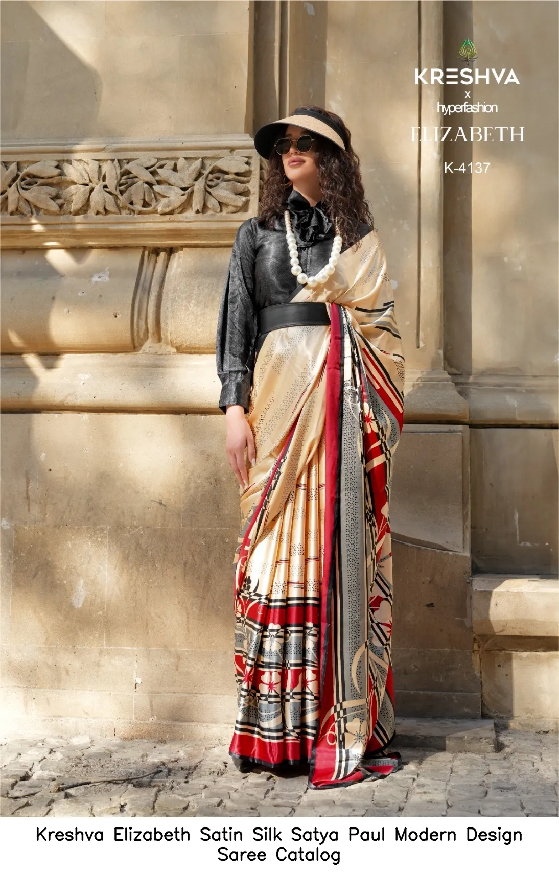 Kreshva Elizabeth Satin Silk Satya Paul Modern Design Saree Catalog — Wholesale Sarees, Kreshva wholesale from Surat — view 8