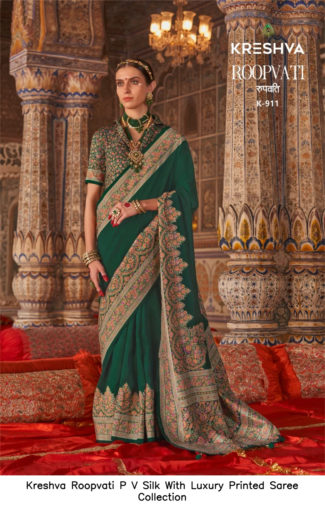 Kreshva Roopvati P V Silk With Luxury Printed Saree Collection — Wholesale Sarees, Kreshva wholesale from Surat — view 7
