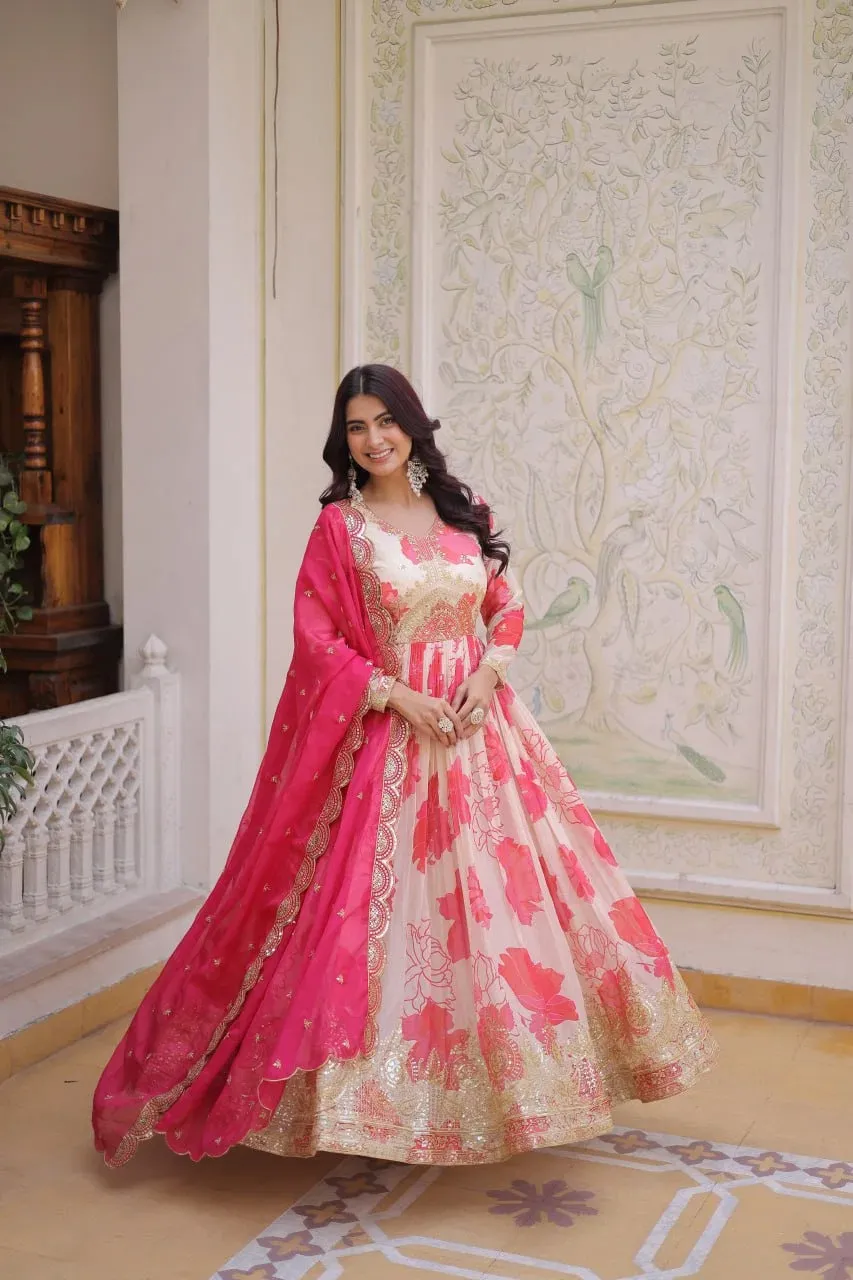 Ladies Flavour 3406 To 3407 Mal Chanderi With Embroidered Readymade Suit