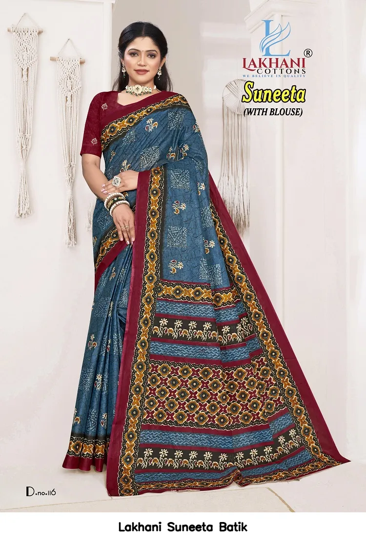 Lakhani Suneeta Batik — Cotton Sarees Wholesale, Lakhani wholesale from Surat — view 7