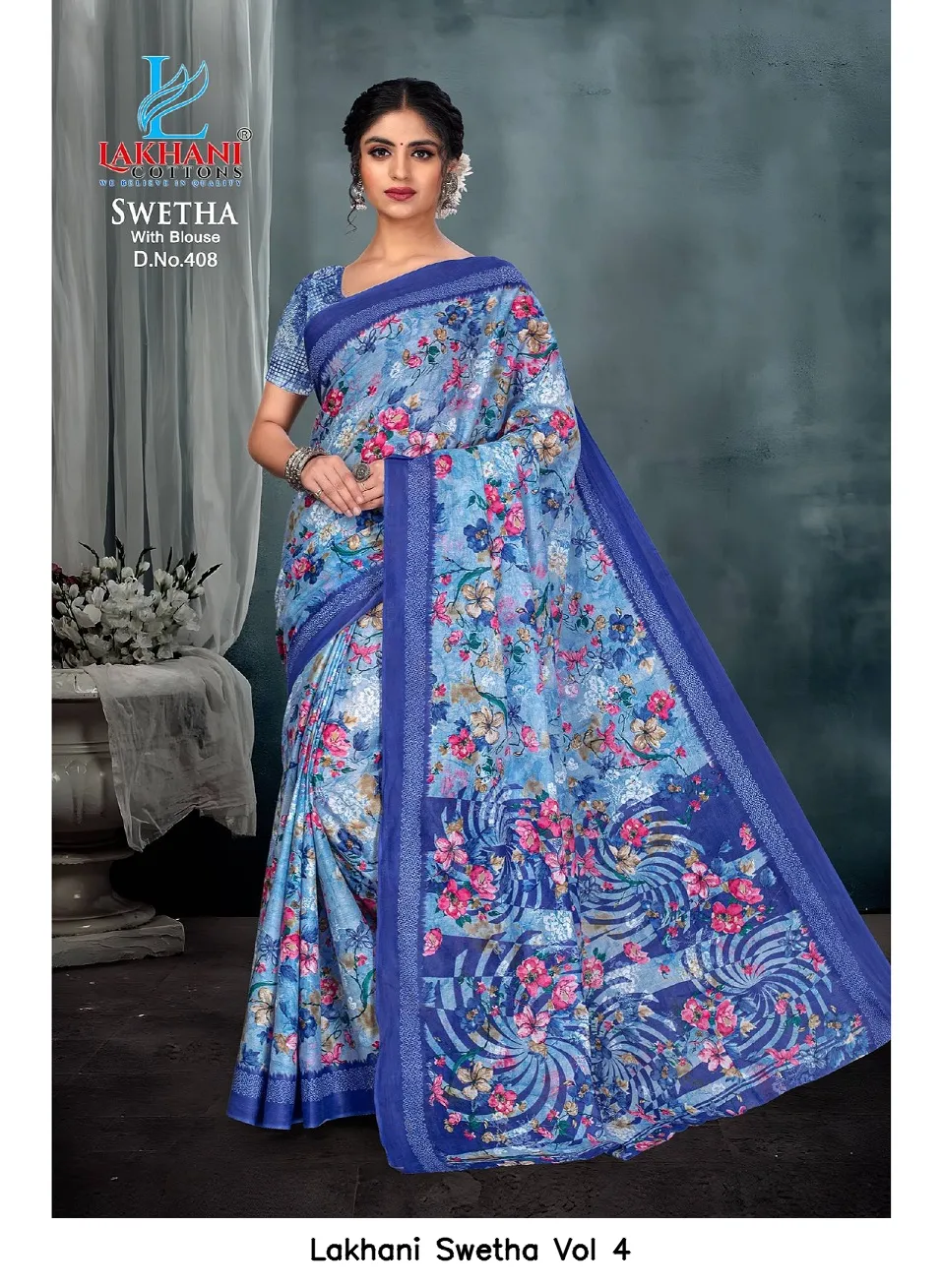 Lakhani Swetha Vol 4 — Cotton Sarees Wholesale, Lakhani wholesale from Surat — view 3