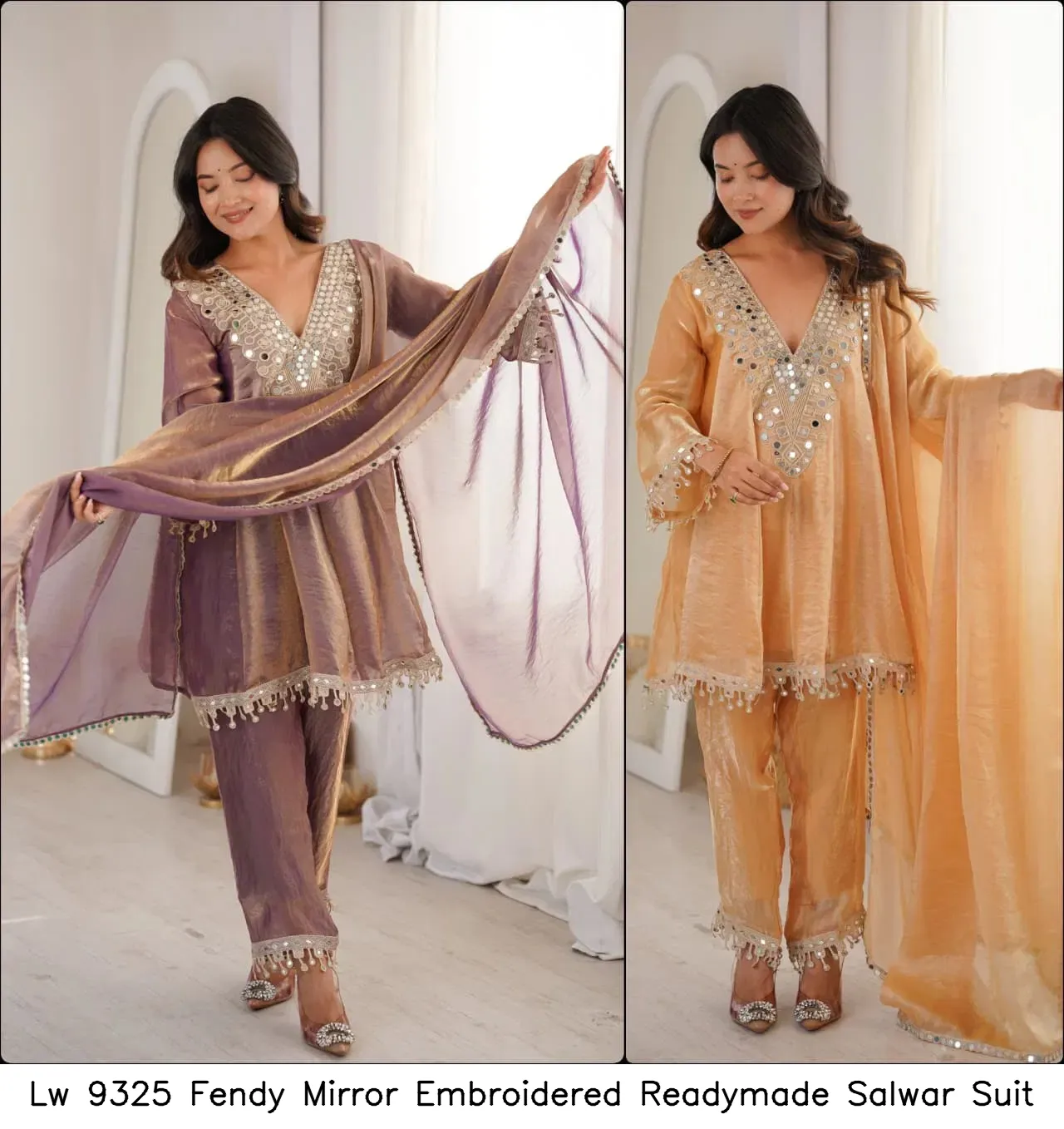 Lw 9325 Fendy Mirror Embroidered Readymade Salwar Suit — Wholesale Partywear Salwar Suits, Vardan Ethnic wholesale from Surat - Gallery Image 2