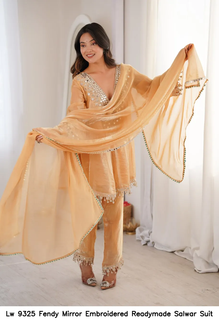 Lw 9325 Fendy Mirror Embroidered Readymade Salwar Suit — Wholesale Partywear Salwar Suits, Vardan Ethnic wholesale from Surat - Gallery Image 3