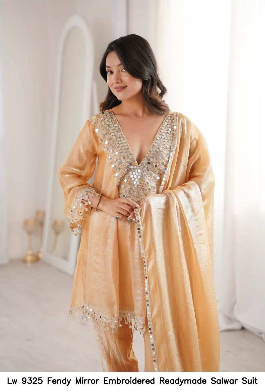 Lw 9325 Fendy Mirror Embroidered Readymade Salwar Suit — Wholesale Partywear Salwar Suits, Vardan Ethnic wholesale from Surat — view 5