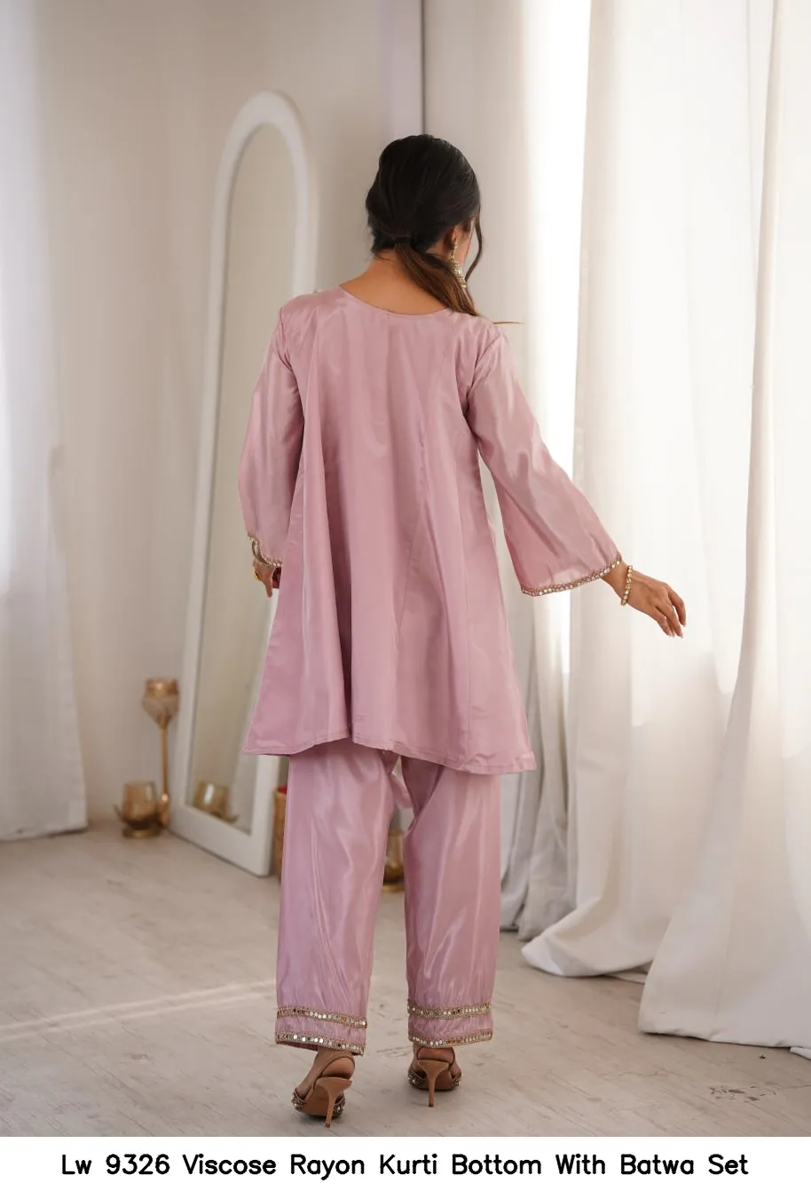 Lw 9326 Viscose Rayon Kurti Bottom With Batwa Set — Wholesale Partywear Salwar Suits, Vardan Ethnic wholesale from Surat - Gallery Image 8