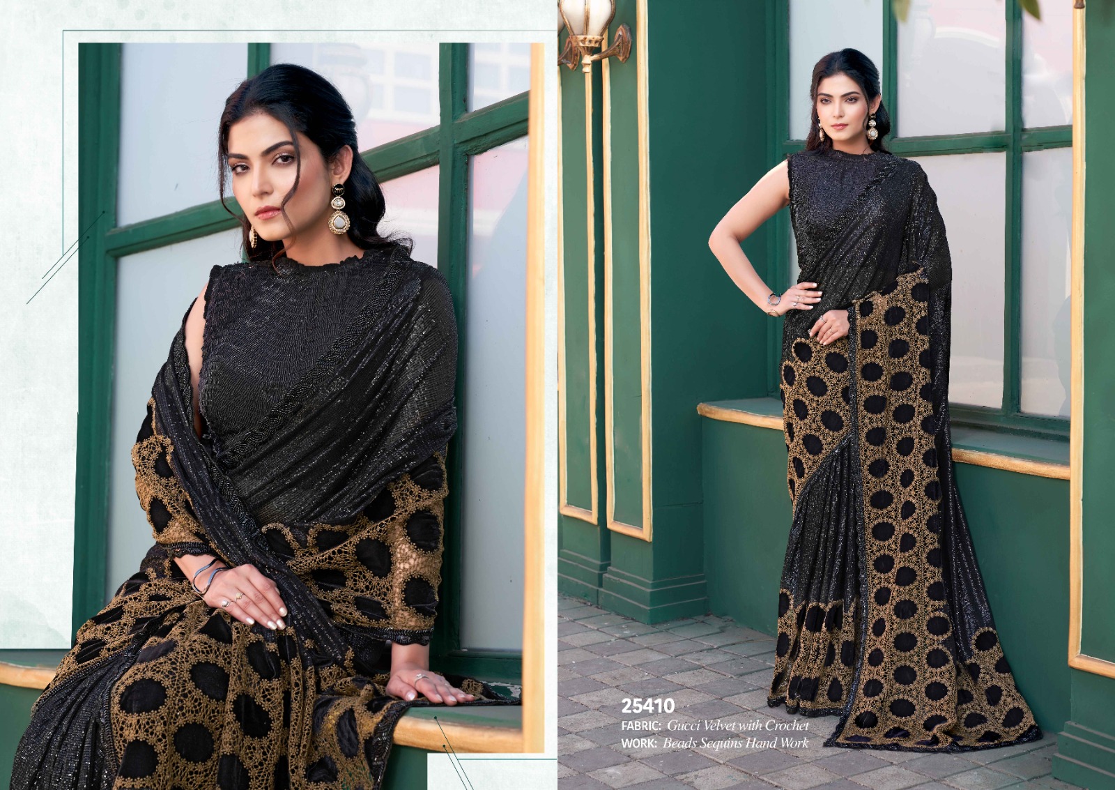 Mahotsav Mohmanthan 25400 Noire Armani Tulle With Stone Worked Saree — Wholesale Sarees, Mahotsav wholesale from Surat — view 7
