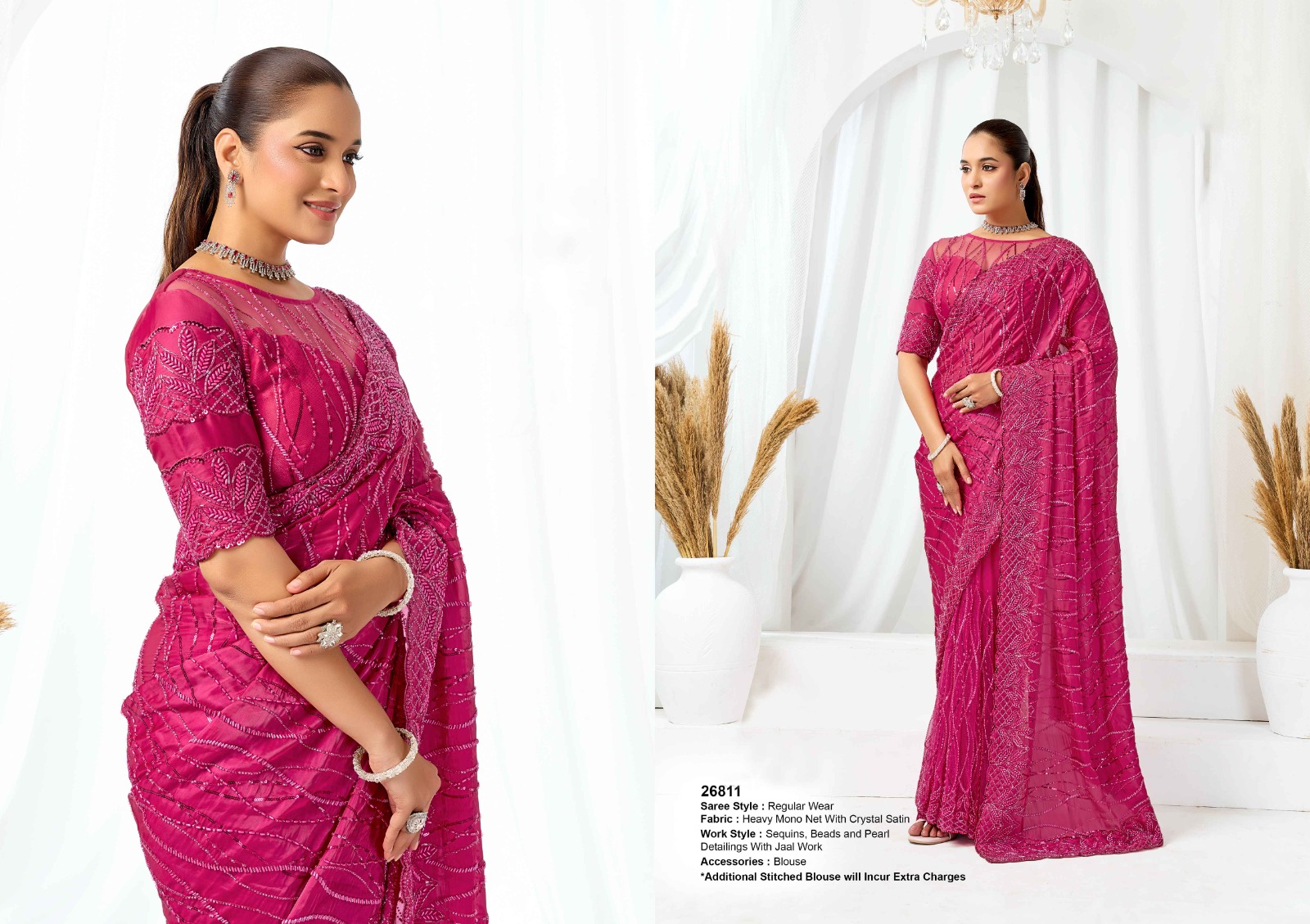 Mahotsav Mohmanthan 26800 Belle Satin Designer Saree — Wholesale Sarees, Mahotsav wholesale from Surat — view 9