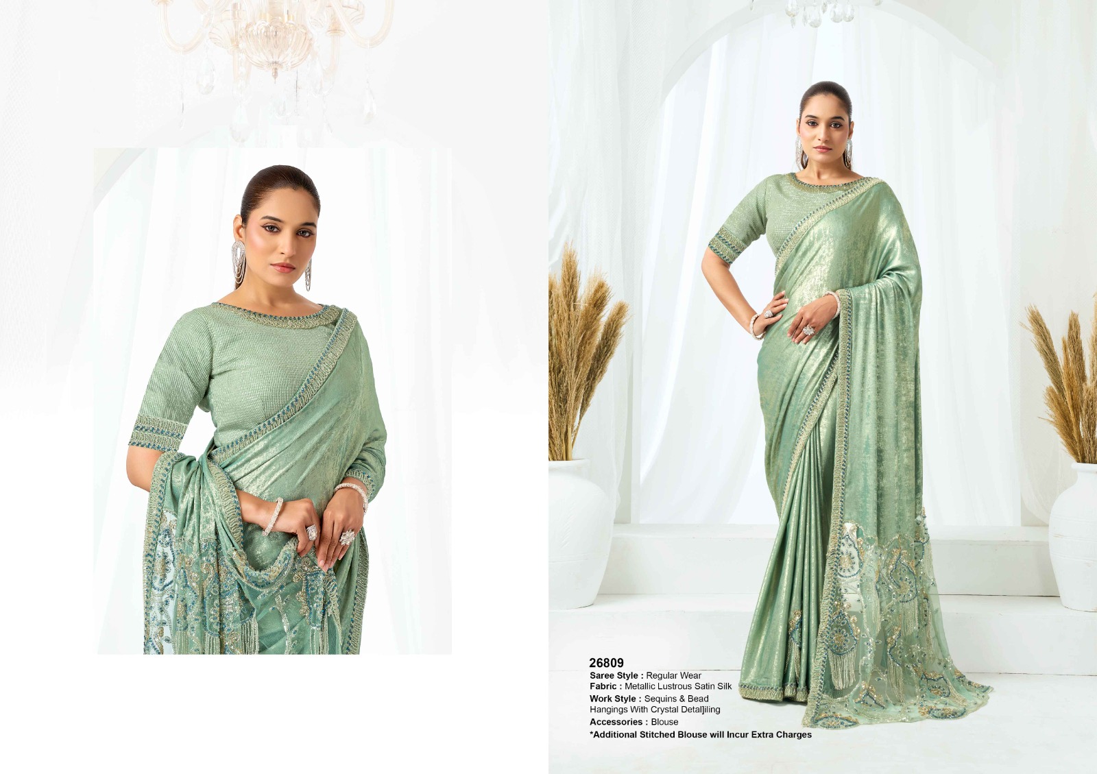 Mahotsav Mohmanthan 26800 Belle Satin Designer Saree — Wholesale Sarees, Mahotsav wholesale from Surat — view 6