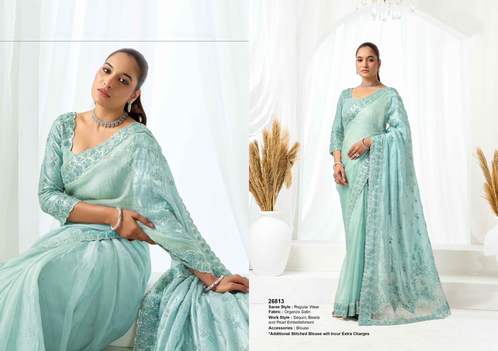 Mahotsav Mohmanthan 26800 Belle Satin Designer Saree — Wholesale Sarees, Mahotsav wholesale from Surat — view 3