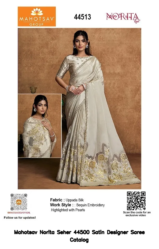 Mahotsav Norita Seher 44500 Satin Designer Saree Catalog — Wholesale Sarees, Mahotsav wholesale from Surat — view 16