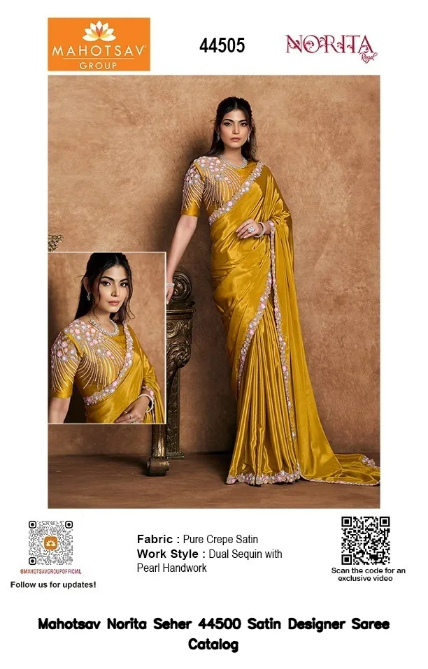 Mahotsav Norita Seher 44500 Satin Designer Saree Catalog — Wholesale Sarees, Mahotsav wholesale from Surat — view 2
