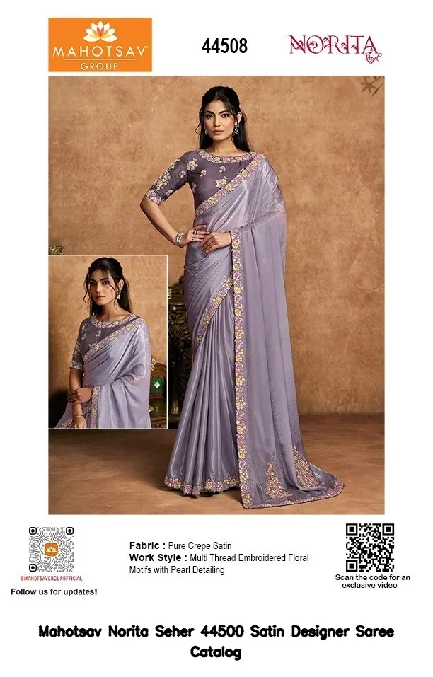 Mahotsav Norita Seher 44500 Satin Designer Saree Catalog — Wholesale Sarees, Mahotsav wholesale from Surat — view 21