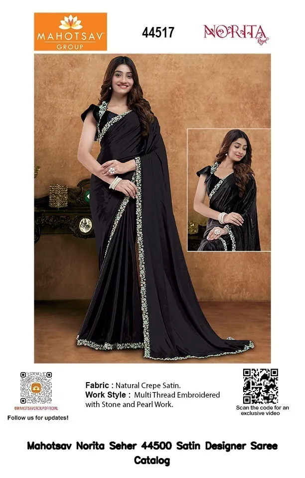 Mahotsav Norita Seher 44500 Satin Designer Saree Catalog — Wholesale Sarees, Mahotsav wholesale from Surat — view 3