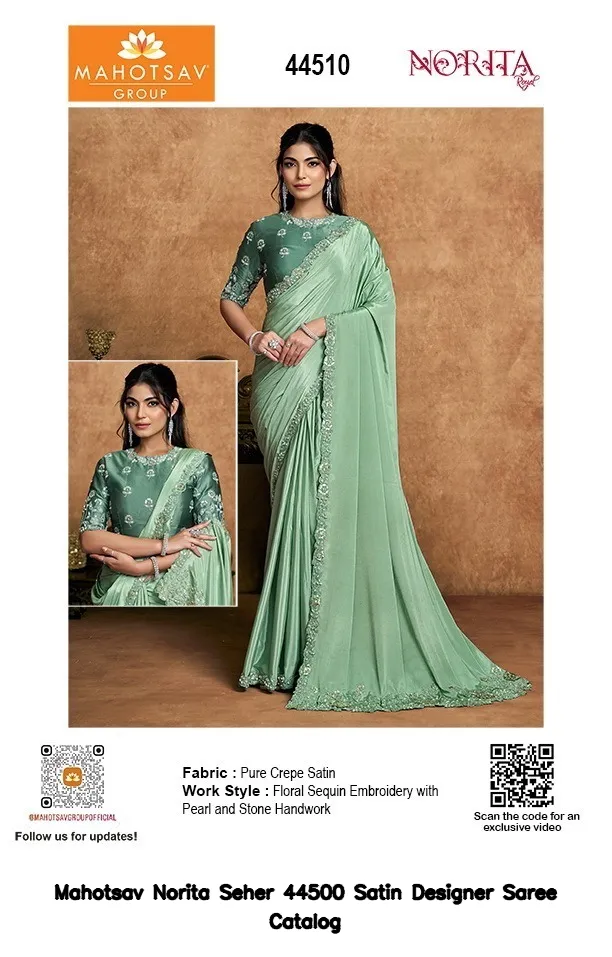 Mahotsav Norita Seher 44500 Satin Designer Saree Catalog — Wholesale Sarees, Mahotsav wholesale from Surat — view 4