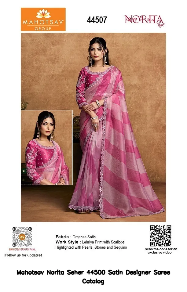 Mahotsav Norita Seher 44500 Satin Designer Saree Catalog — Wholesale Sarees, Mahotsav wholesale from Surat — view 5