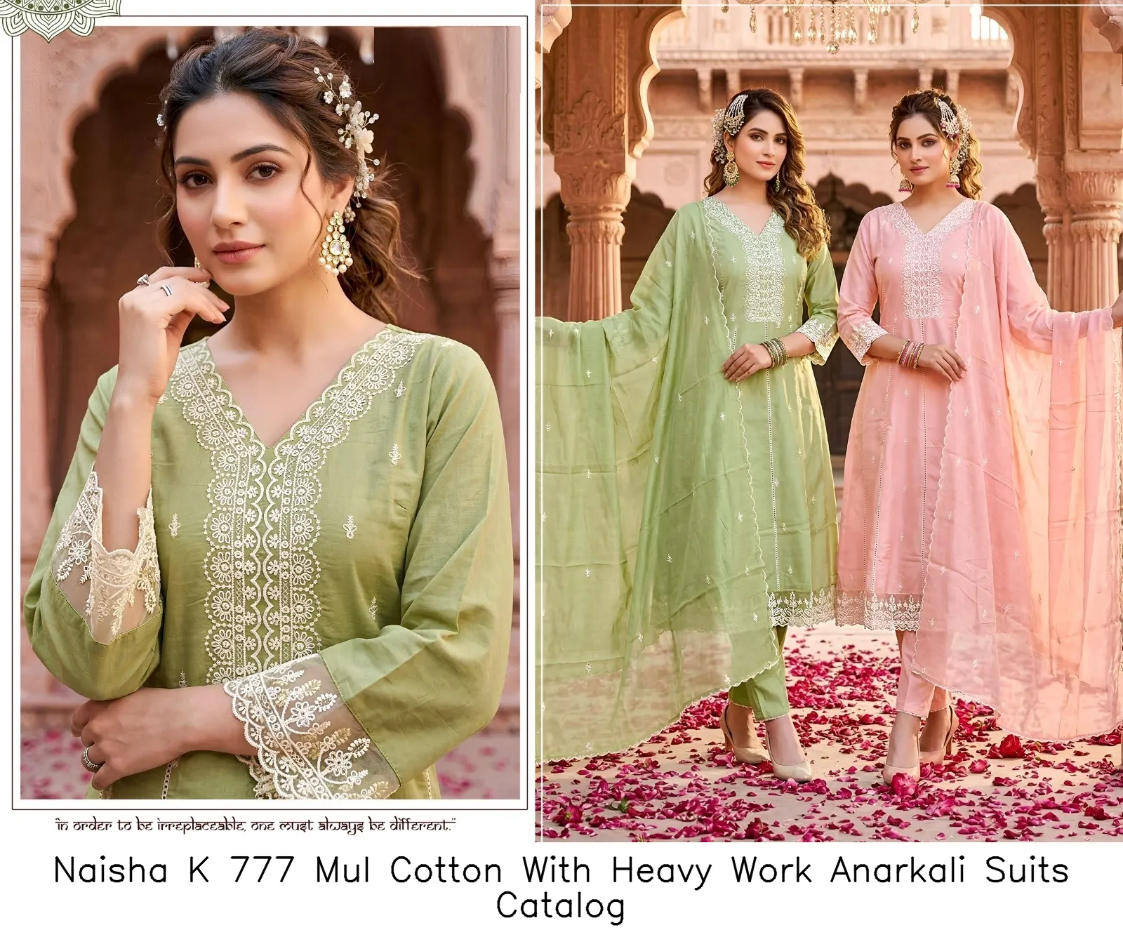 Naisha K 777 Mul Cotton With Heavy Work Anarkali Suits Catalog — Wholesale Readymade Suit, Naisha wholesale from Surat - Gallery Image 2