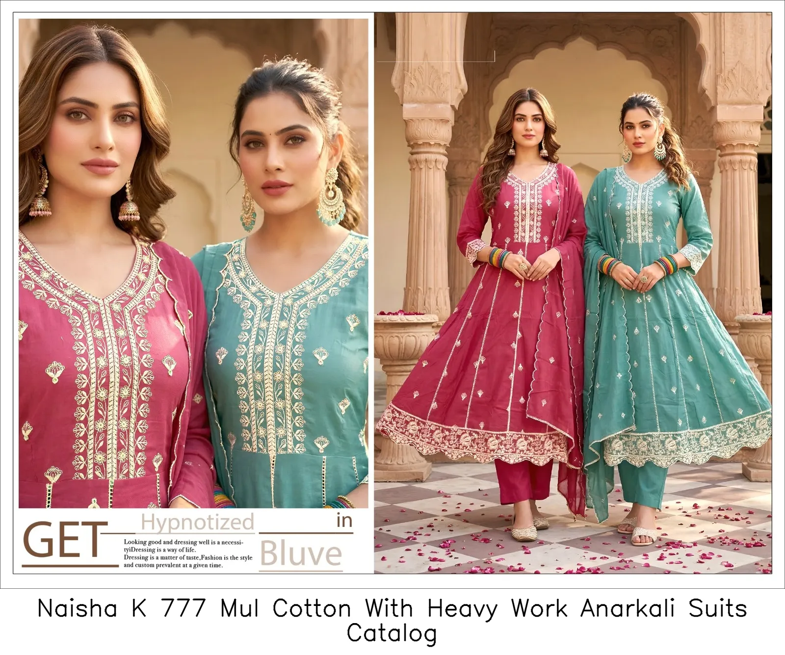 Naisha K 777 Mul Cotton With Heavy Work Anarkali Suits Catalog — Wholesale Readymade Suit, Naisha wholesale from Surat — view 3