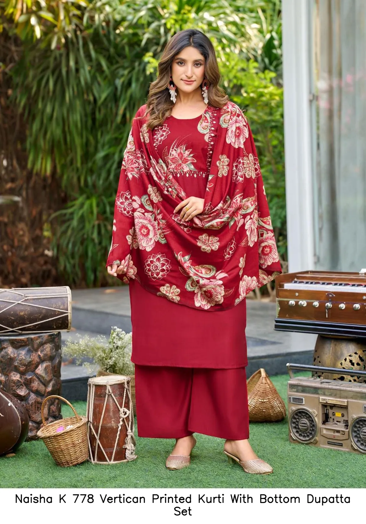 Naisha K 778 Vertican Printed Kurti With Bottom Dupatta Set — Wholesale Kurti With Bottom Dupatta, Naisha wholesale from Surat - Gallery Image 10