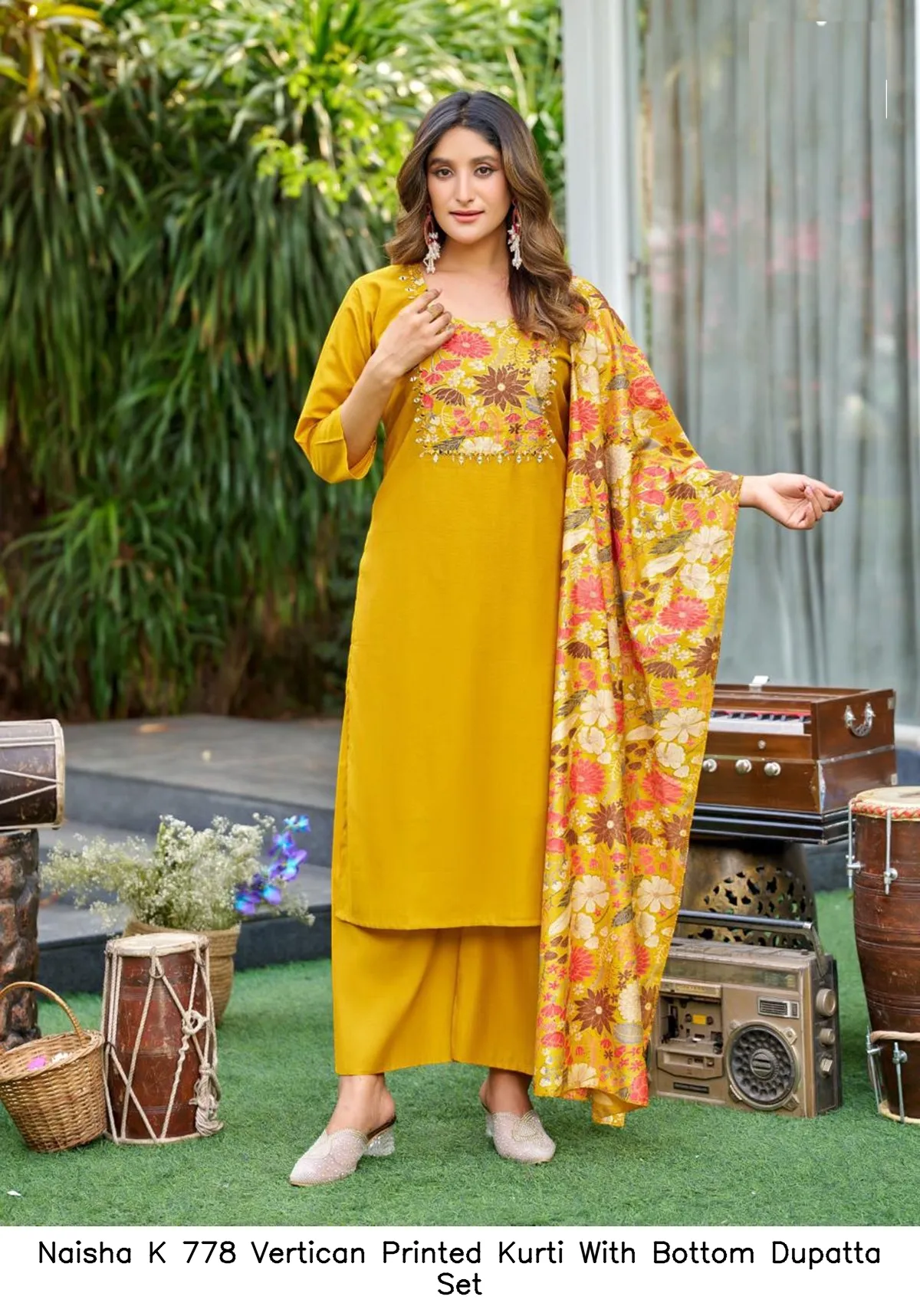 Naisha K 778 Vertican Printed Kurti With Bottom Dupatta Set — Wholesale Kurti With Bottom Dupatta, Naisha wholesale from Surat - Gallery Image 16