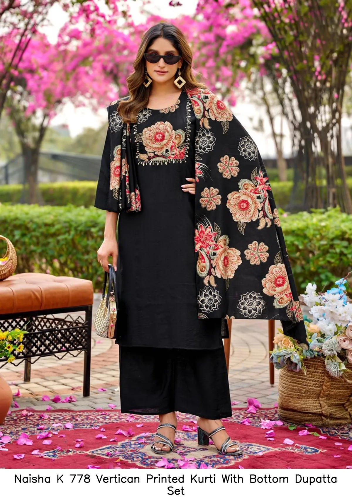 Naisha K 778 Vertican Printed Kurti With Bottom Dupatta Set — Wholesale Kurti With Bottom Dupatta, Naisha wholesale from Surat - Gallery Image 17