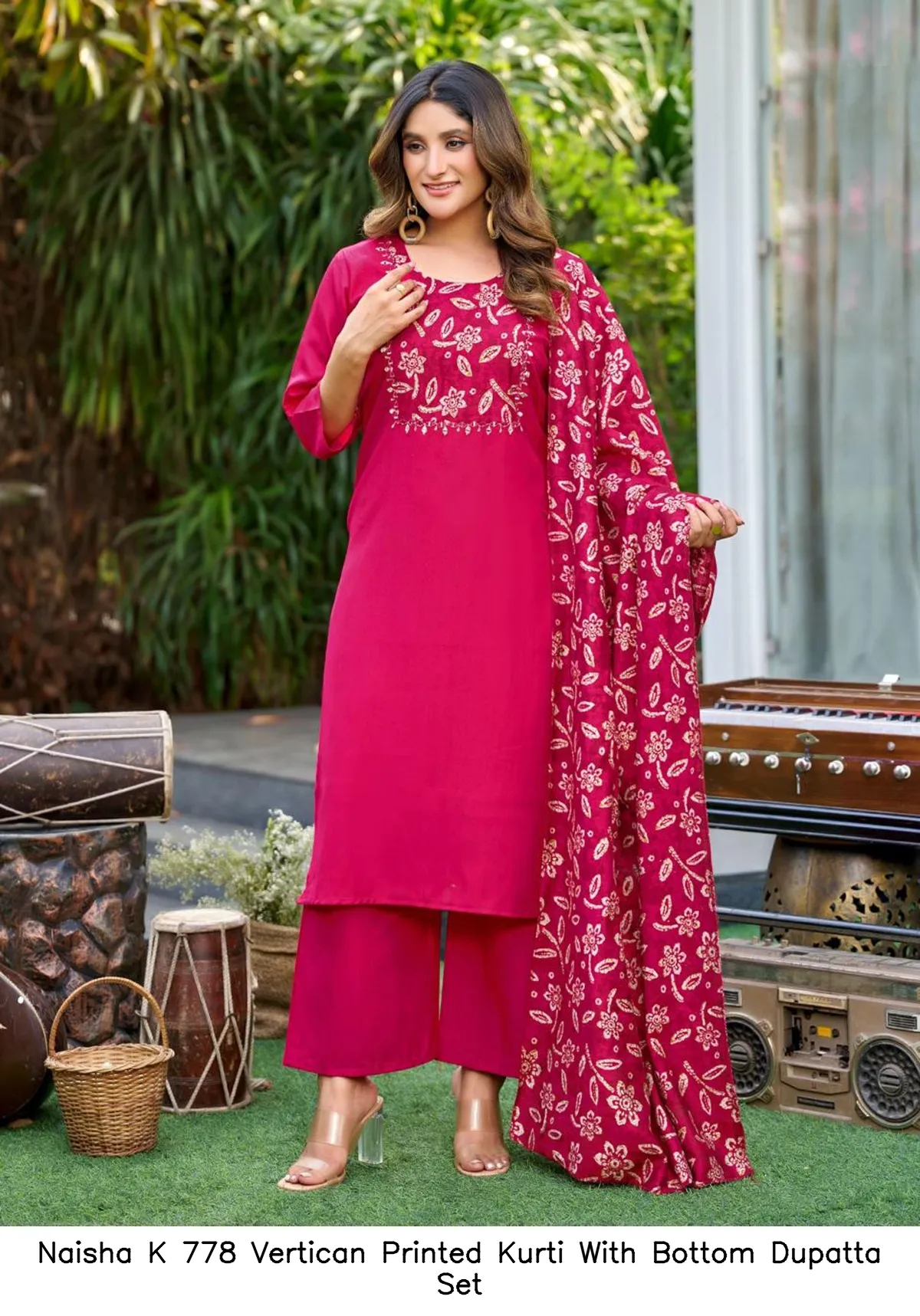 Naisha K 778 Vertican Printed Kurti With Bottom Dupatta Set — Wholesale Kurti With Bottom Dupatta, Naisha wholesale from Surat - Gallery Image 20