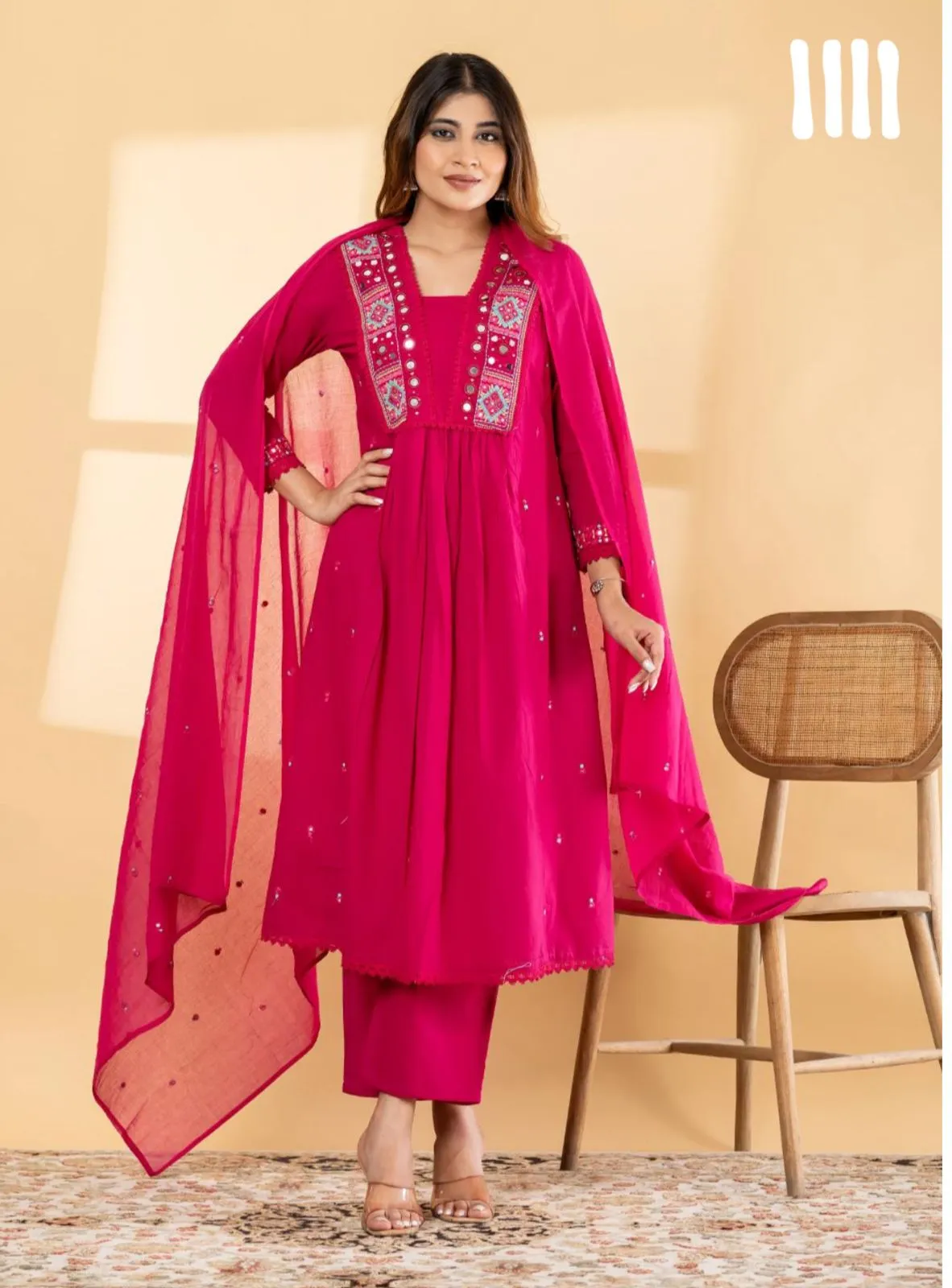 Naisha K 801 Cotton With Handworked Kurti With Bottom Set