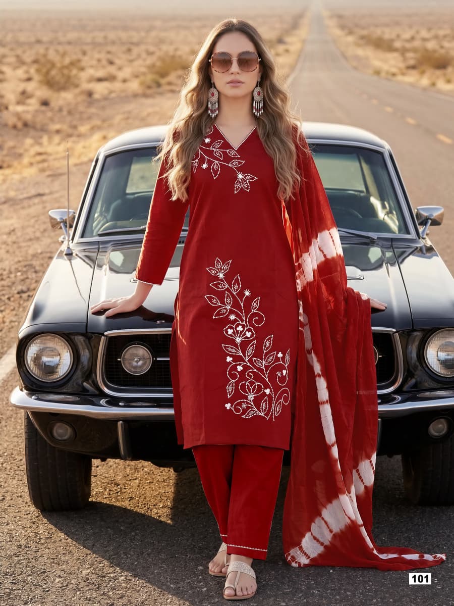 Woodee Shakira Vol 3 Rayon Printed Kurti With Bottom Dupatta Set — Wholesale Readymade Suit, Woodee wholesale from Surat — view 5