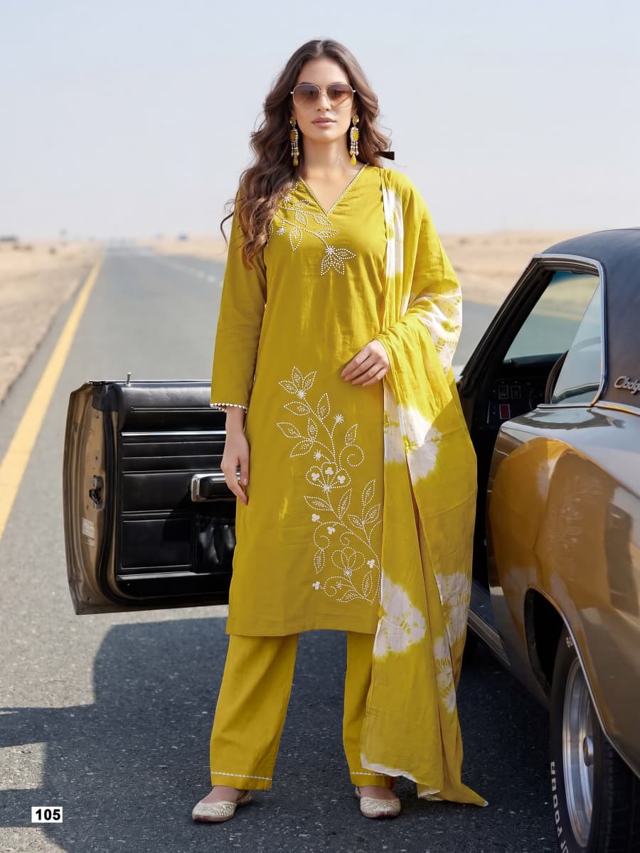 Woodee Shakira Vol 3 Rayon Printed Kurti With Bottom Dupatta Set