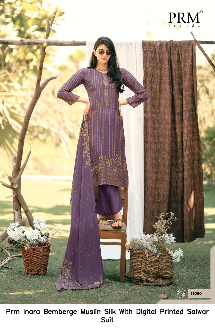 Prm Inara Bemberge Muslin Silk With Digital Printed Salwar Suit — Wholesale Salwar Suits, Prm Trendz wholesale from Surat - Gallery Image 2