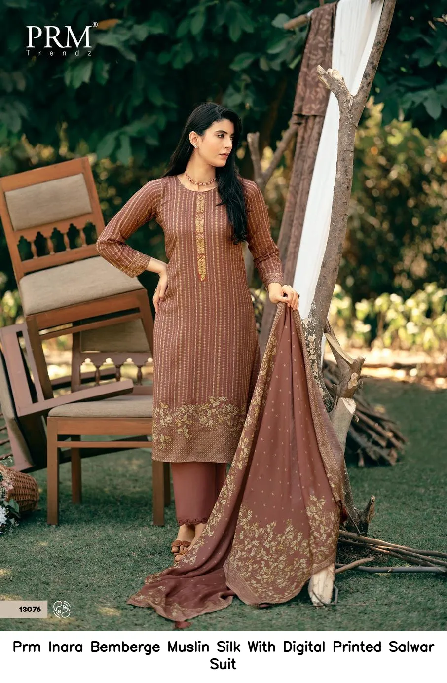 Prm Inara Bemberge Muslin Silk With Digital Printed Salwar Suit — Wholesale Salwar Suits, Prm Trendz wholesale from Surat - Gallery Image 3