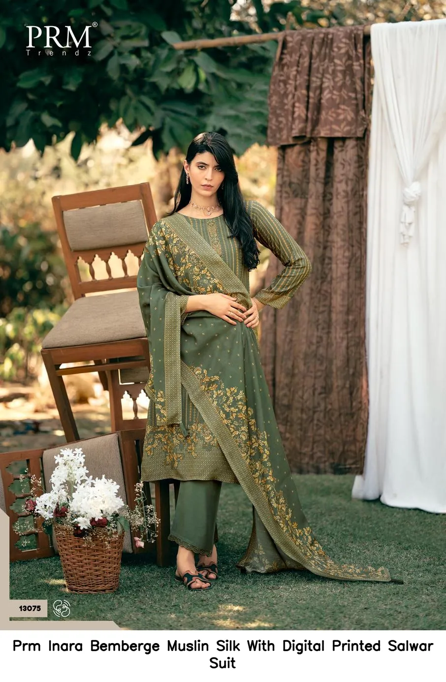 Prm Inara Bemberge Muslin Silk With Digital Printed Salwar Suit — Wholesale Salwar Suits, Prm Trendz wholesale from Surat - Gallery Image 6