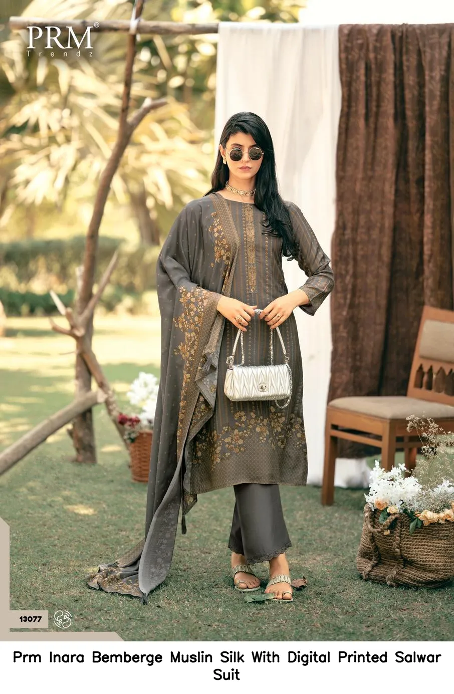 Prm Inara Bemberge Muslin Silk With Digital Printed Salwar Suit — Wholesale Salwar Suits, Prm Trendz wholesale from Surat - Gallery Image 7