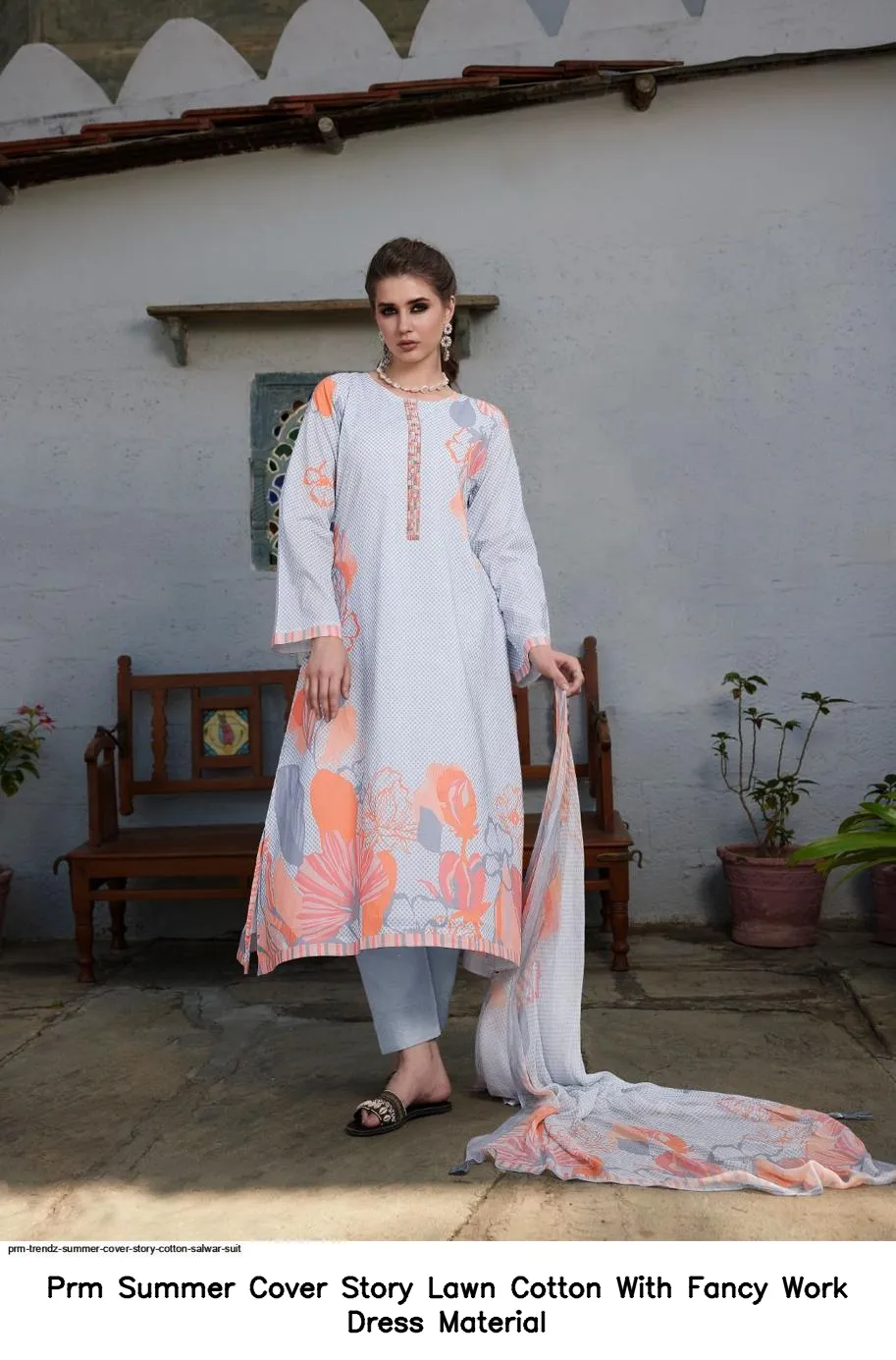 Prm Summer Cover Story Lawn Cotton With Fancy Work Dress Material — Wholesale Dress Material, Prm Trendz wholesale from Surat - Gallery Image 9