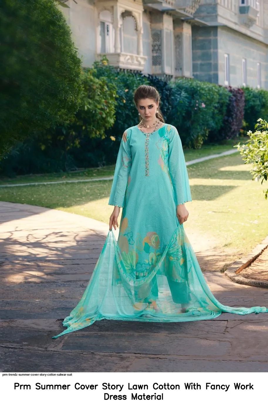Prm Summer Cover Story Lawn Cotton With Fancy Work Dress Material — Wholesale Dress Material, Prm Trendz wholesale from Surat - Gallery Image 10