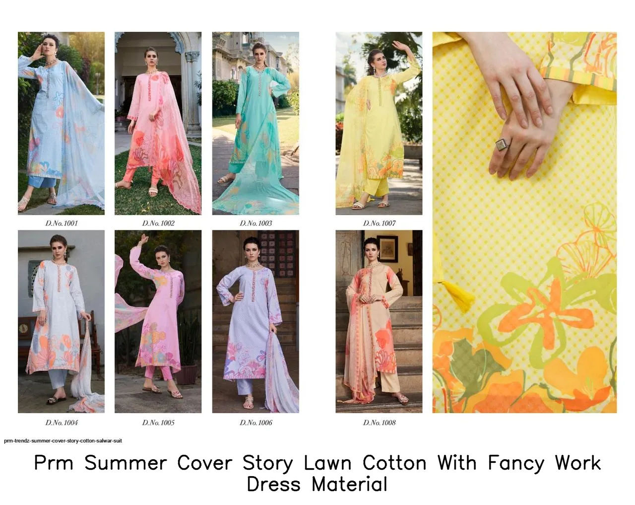 Prm Summer Cover Story Lawn Cotton With Fancy Work Dress Material — Wholesale Dress Material, Prm Trendz wholesale from Surat - Gallery Image 12
