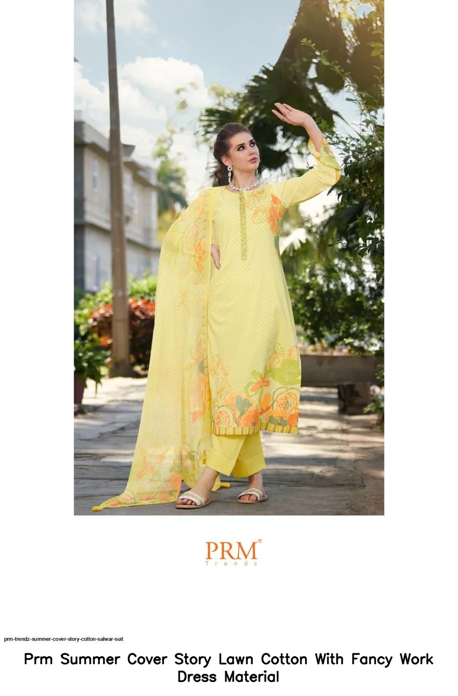 Prm Summer Cover Story Lawn Cotton With Fancy Work Dress Material — Wholesale Dress Material, Prm Trendz wholesale from Surat — view 13