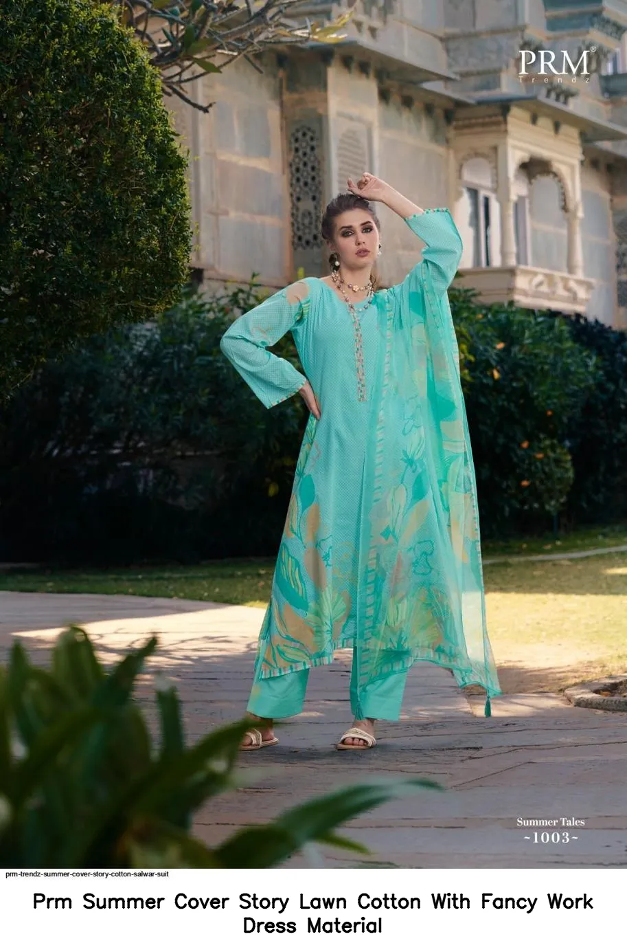 Prm Summer Cover Story Lawn Cotton With Fancy Work Dress Material — Wholesale Dress Material, Prm Trendz wholesale from Surat - Gallery Image 2